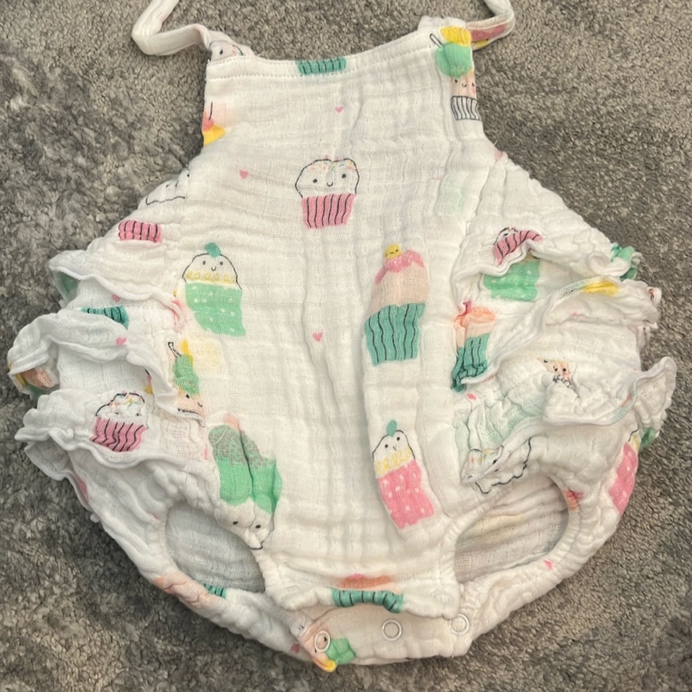 Angel dear ruffle cupcake  romper